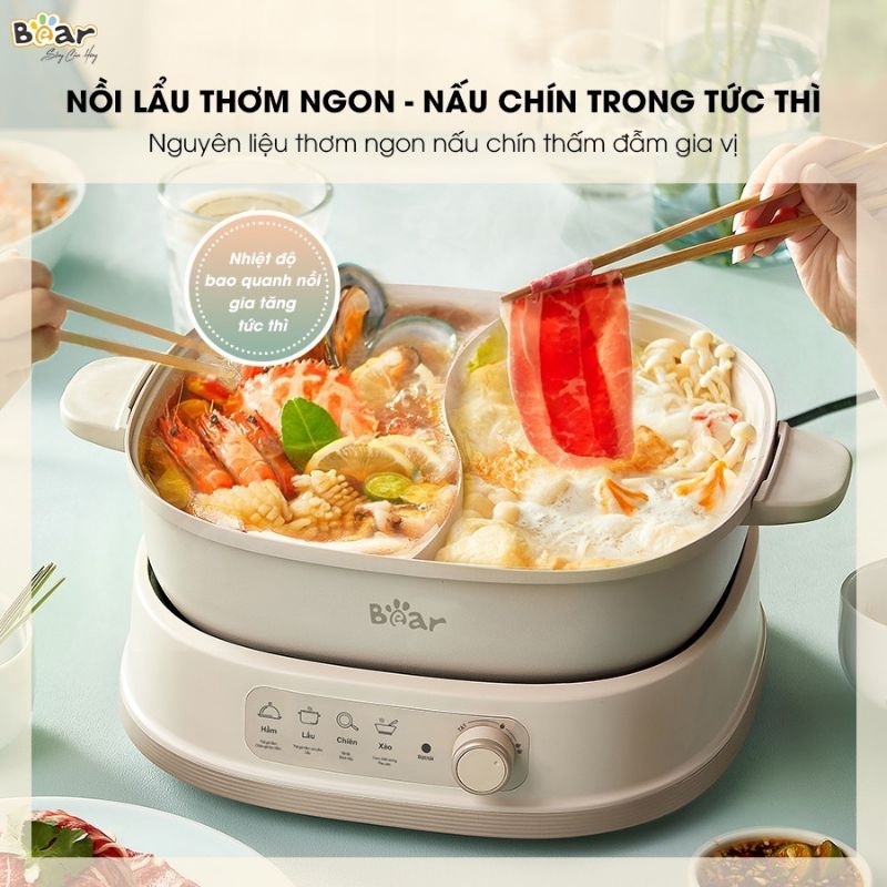 Nồi lẩu Bear 2 ngăn SB-NL60U, dung tích 6L Bản Tiếng Việt