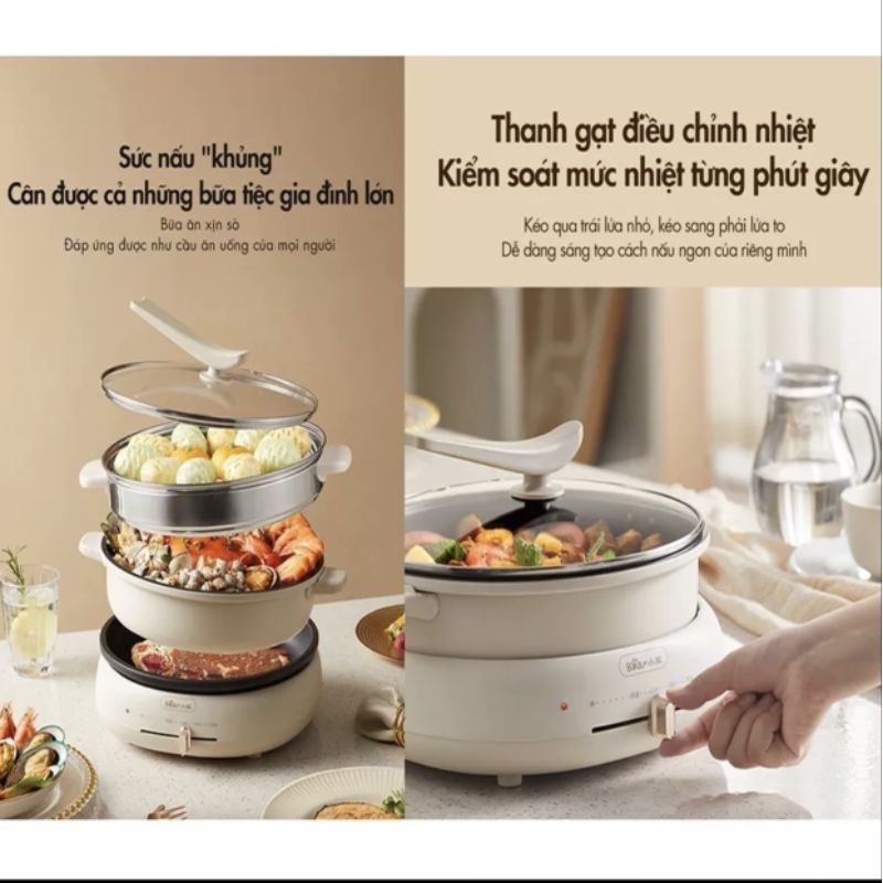Nồi lẩu nướng Bear 3 khay 3in1 C40W2 - dung tích 4l