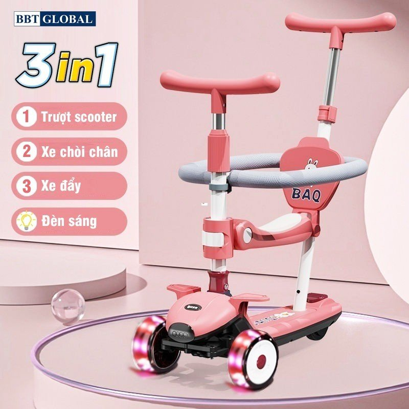 Xe trượt scooter 3in1 cho bé có tay đẩy SK1311
