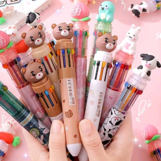 Bút bi bấm 6 - 10 màu dễ thương/ bút đánh dấu tiện dụng