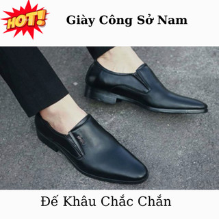 Giày tây nam da mềm - giầy công sở dễ phối đồ sản phẩm giày tây lười trơn tăng chiều cao 4 cm