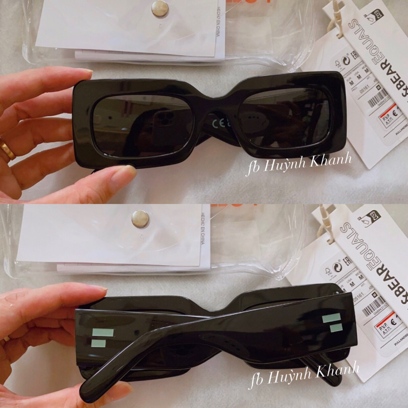 Kính Pull&Bear square sunglasses in white Auth Chính Hãng