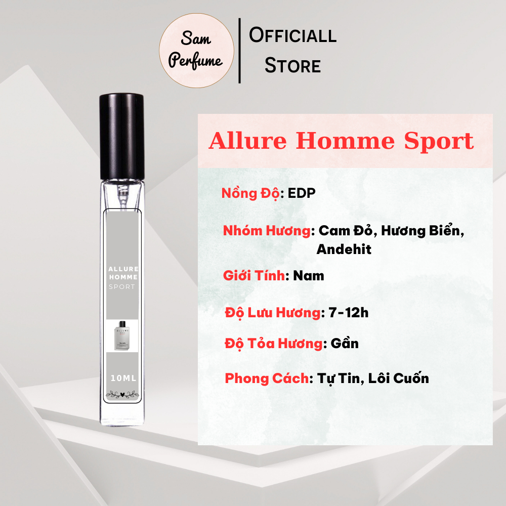 Nước hoa nam ALLURE HOMME SPORT 10ml hiện đại nam tính mạnh mẽ thơm lâu | SAM PERFUME