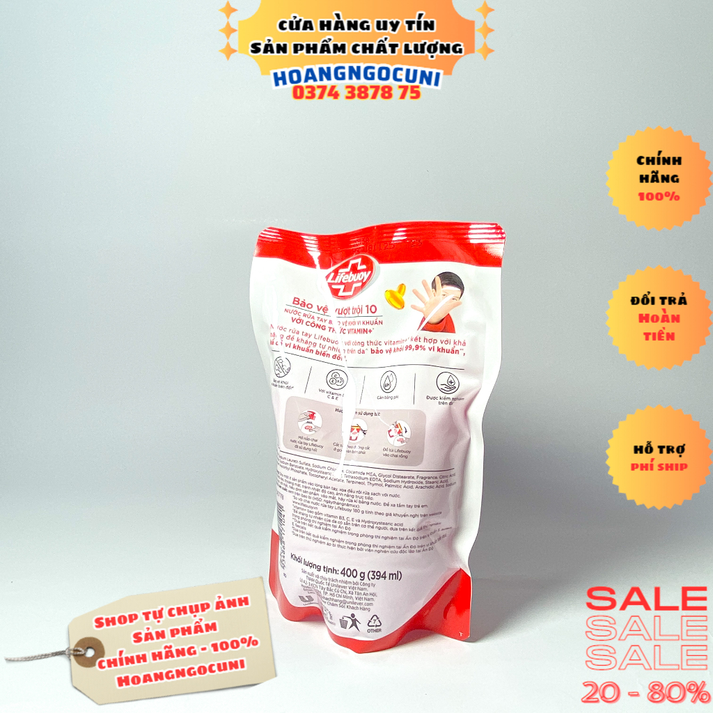 Nước rửa tay túi 400g loại mới