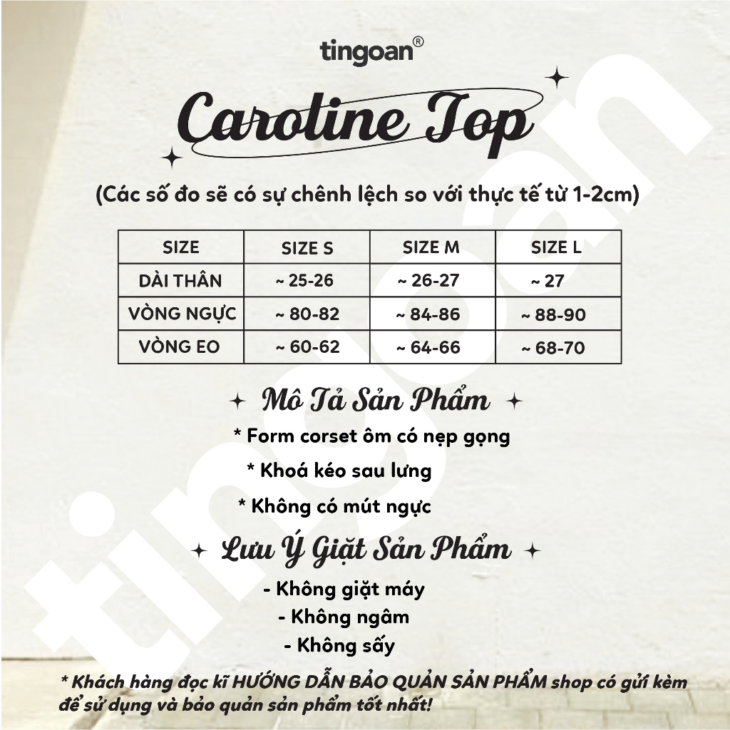 TINGOAN® - Áo quây cúp ngực đính logo TINGOAN® có gọng trong CAROLINE TOP/BL