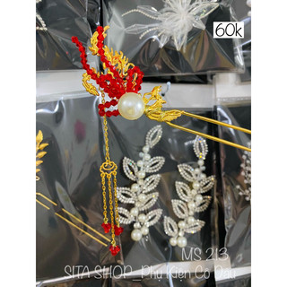Trâm chim phụng hạt đỏ siêu xinh cho cô dâu