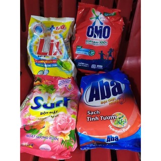 Bột giặt các loại gói nhỏ,bột giặt surf omo aba lix phân loại từ 250g đến 380g tùy loại
