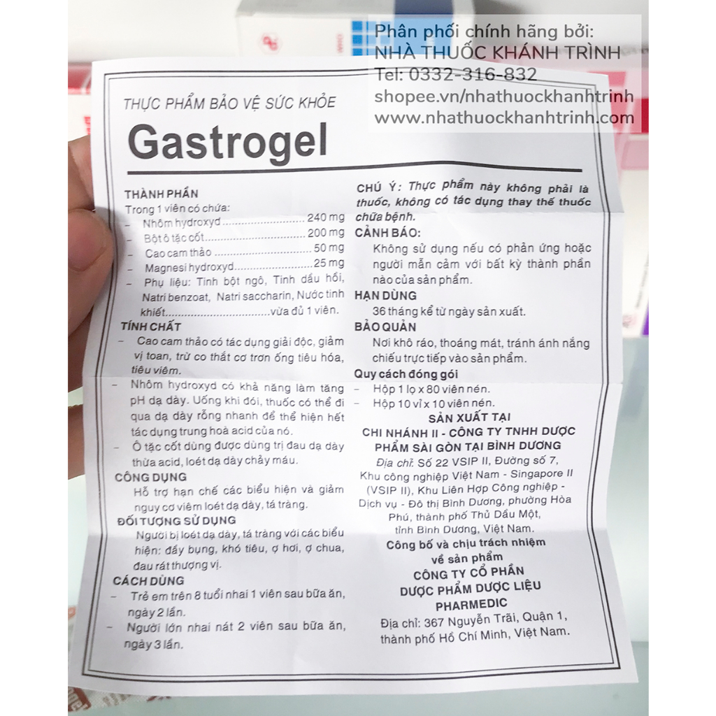 GASTROGEL viên nhai giảm đau nhanh cho dạ dày, tá tràng