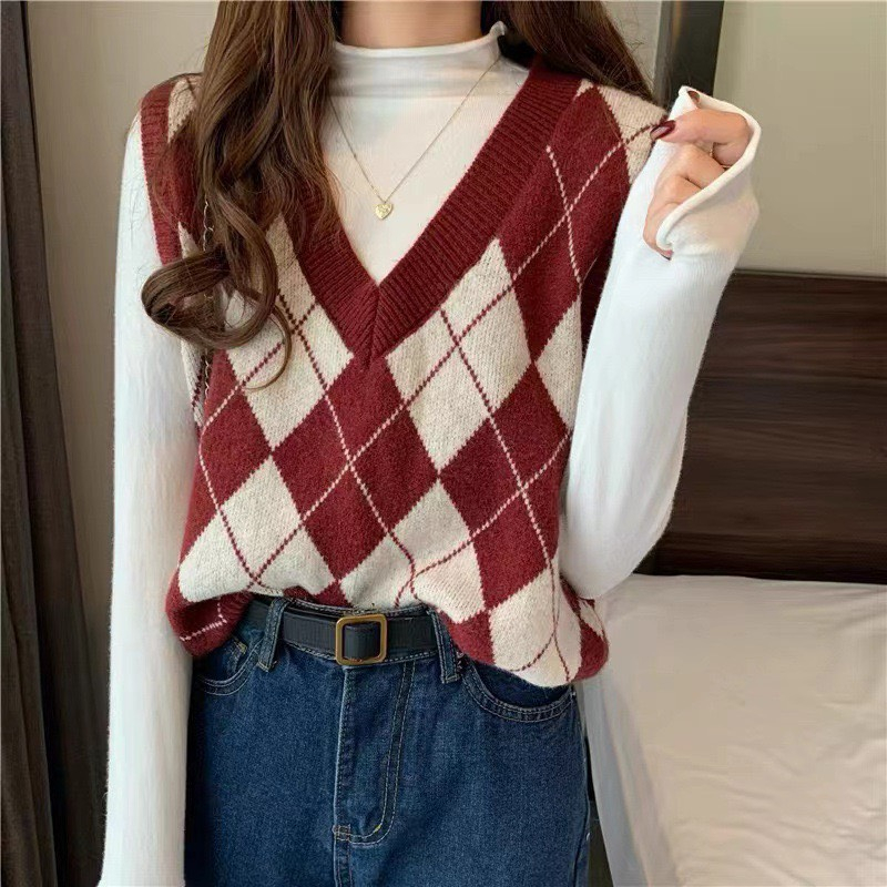 Áo len gile kẻ caro - Retrostyle - AogiletramA85_P6K14