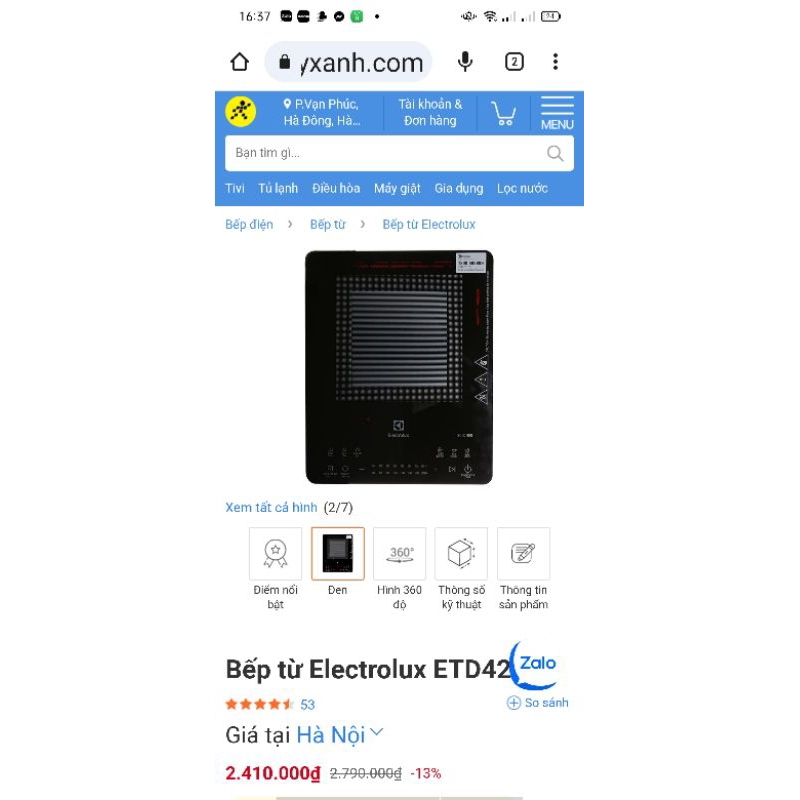 Bếp từ đơn Electrolux new trưng bày có tặng kèm nồi lẩu