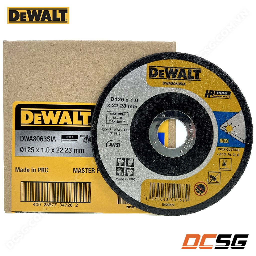 Đá cắt Inox 125x1.0x22.2mm Dewalt DWA8063SIA | DCSG