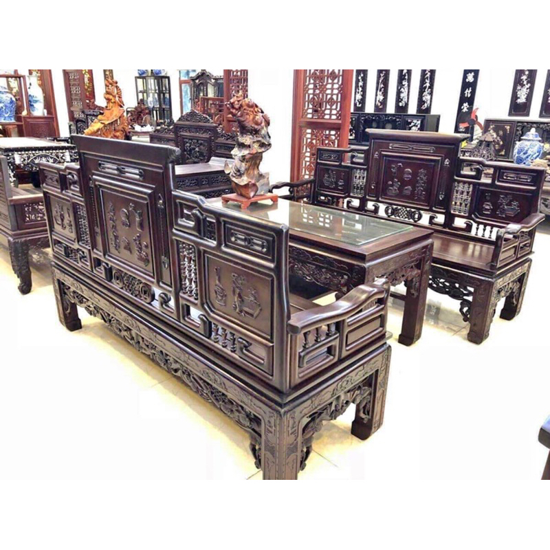 Bộ Bàn Ghế Trường Kỉ Cổ Đồ Hàng Đại Gỗ Gụ Lào