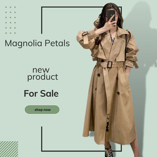Áo khoác mangto nữ dáng dài cổ bẻ kèm đai thắt phong cách Hàn Quốc