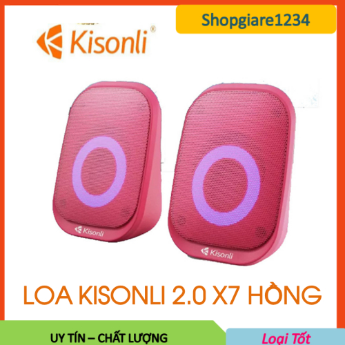 Loa Máy Tính Để Bàn Mini Led Rgb 2.0 Kisonli X7 màu hồng dễ thương