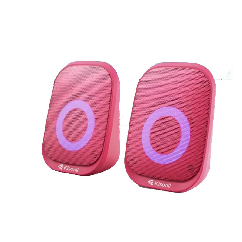 Loa Máy Tính Để Bàn Mini Led Rgb 2.0 Kisonli X7 màu hồng dễ thương