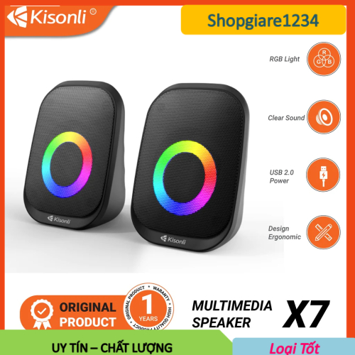 Loa Máy Tính Để Bàn Mini Led Rgb 2.0 Kisonli X7 màu hồng dễ thương