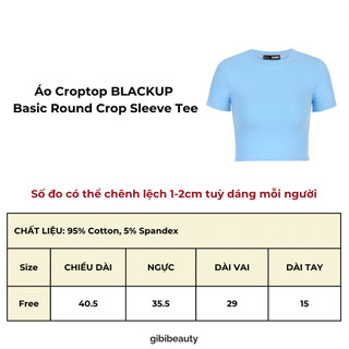 [P239765] Áo Croptop BLACKUP Basic Round Crop Sleeve Tee