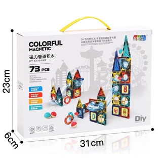 Colorful magnetic đồ chơi giáo dục: bộ lắp ráp hình khối xây dựng công trình thả bóng 6ages+