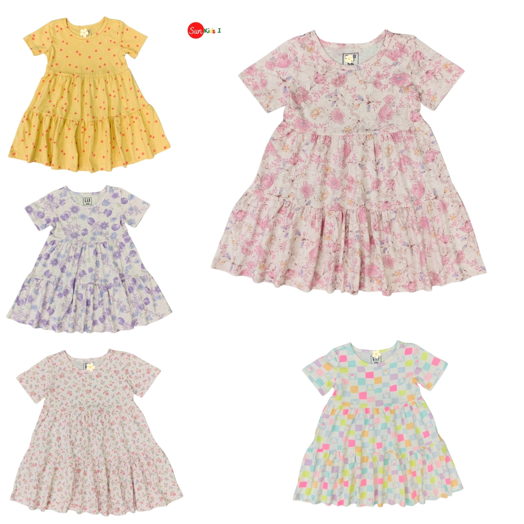 Váy bé gái chất cotton size 2-8 tuổi, đầm cộc tay bé gái chất cotton mềm mát , thấm hút tốt, họa tiết hoa đẹp - SUNKIDS1