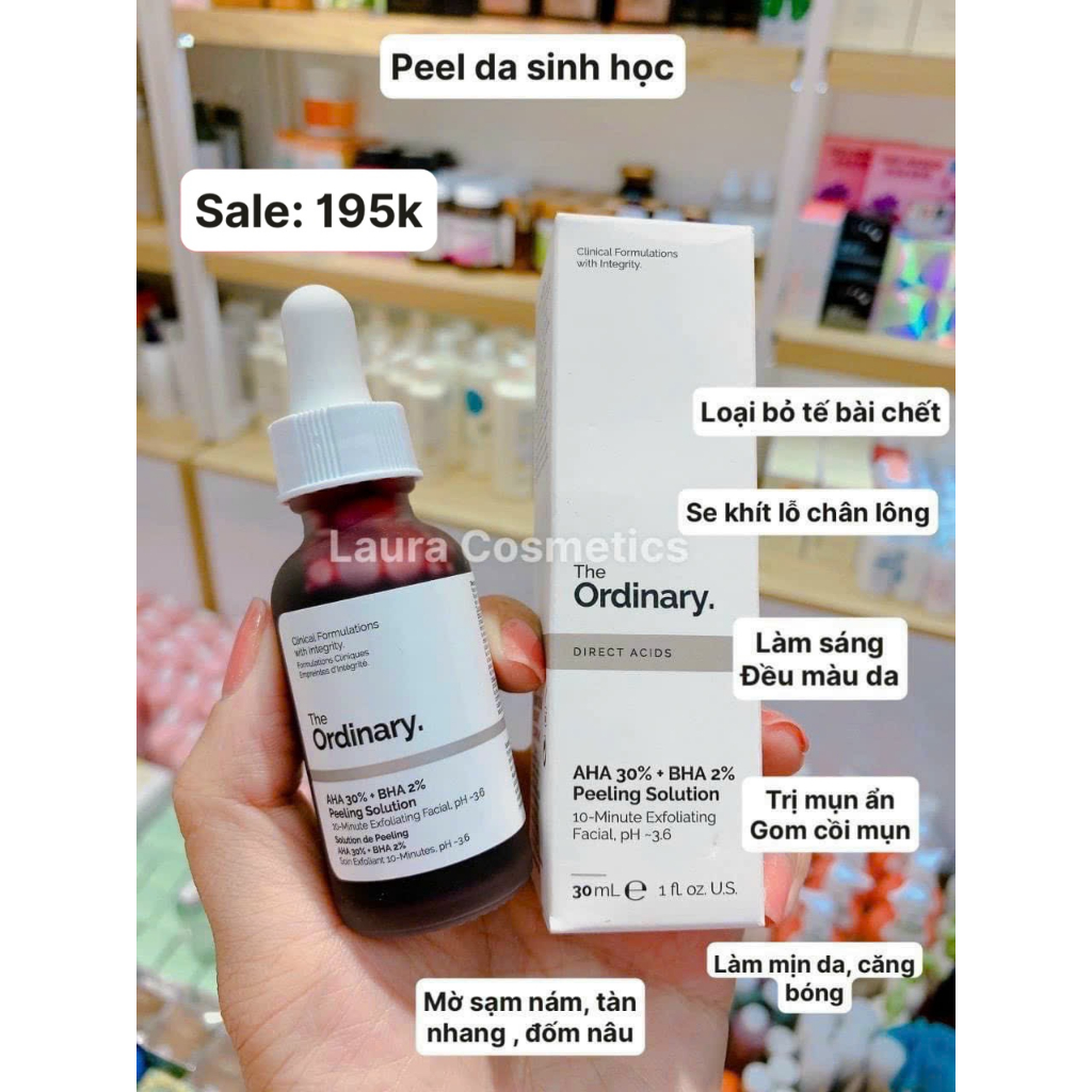 Serum tẩy tế bào chết, tinh chất cải thiện mụn The Ordinary AHA 30% BHA 2% Peeling Solution