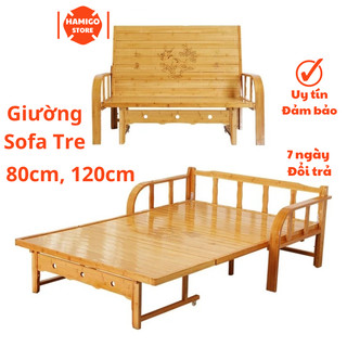 SALE Tặng Nệm 2 Gối- Giường Sofa Tre Gấp Gọn Thành Ghế Sofa - Sofa Giường Tre Đa Năng 2 Trong 1 Tiện Ích