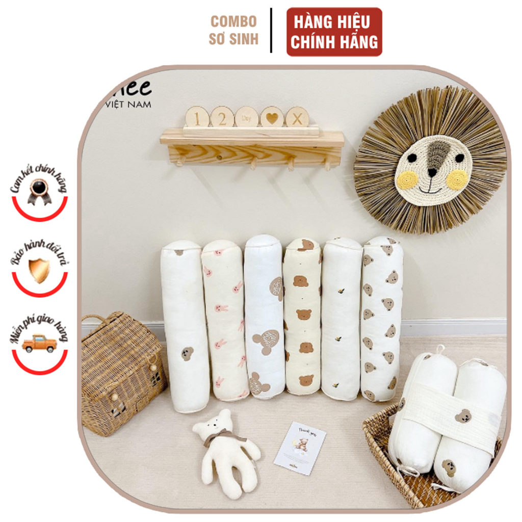 Gối Ôm Cho Bé Cao Cấp Mềm Mại Siêu Êm Ái Chất Liệu Vải Muslin Thấm Mồ Hôi, Không Bí Nóng