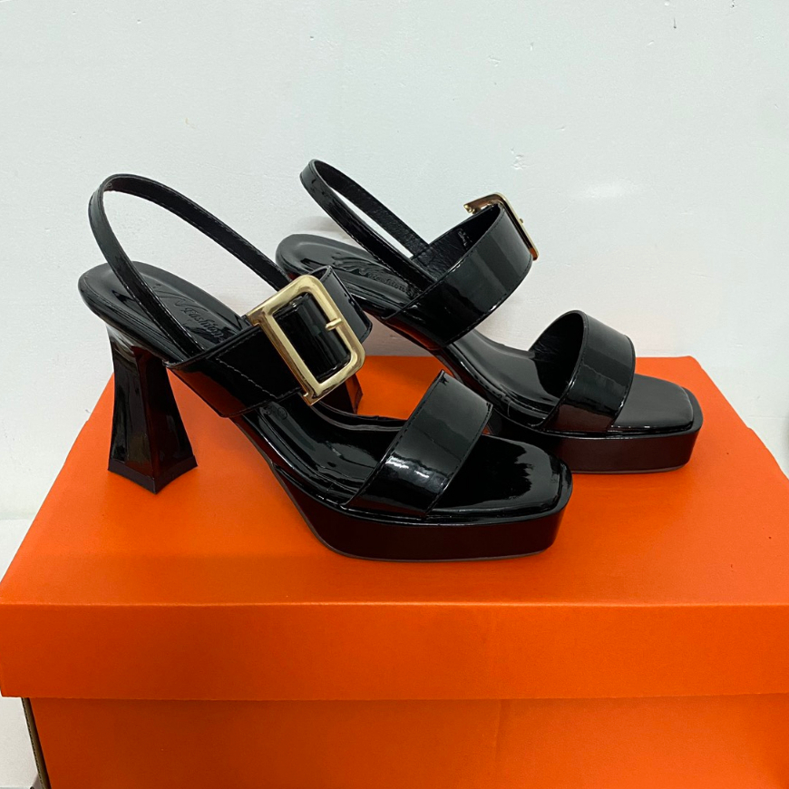 Saldal cao gót nữ,bản quai ngang chất liệu da bóng cao cấp,gót cao 10cm siêu hót