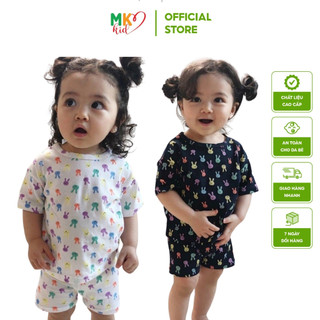Bộ Cộc Tay MK KID Cho Bé Trai Bé Gái Họa Tiết Thỏ dễ thương, Vải thun lạnh mềm mát cho bé mặc ngủ