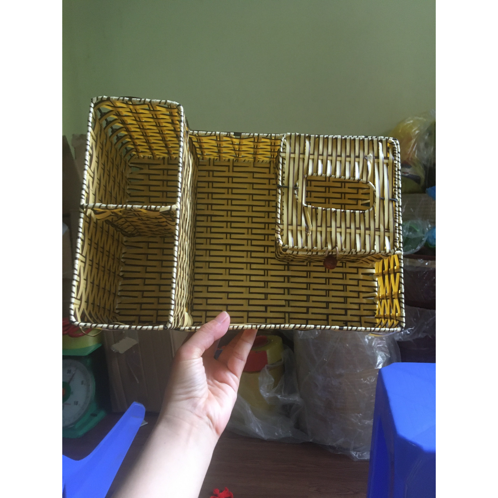 Ống đựng đũa, đựng giấy giả mây đa năng