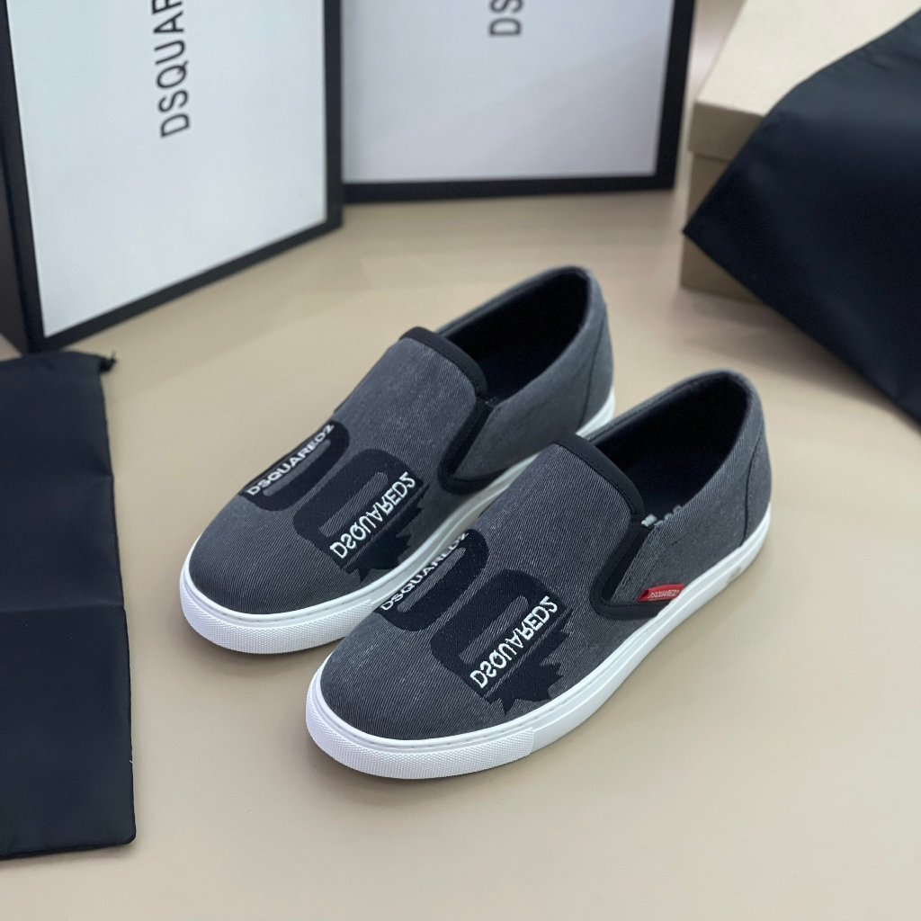 Giày Slipon Dsquared2 vải jean bò logo thêu LA on web fullbox bill thẻ phụ kiện
