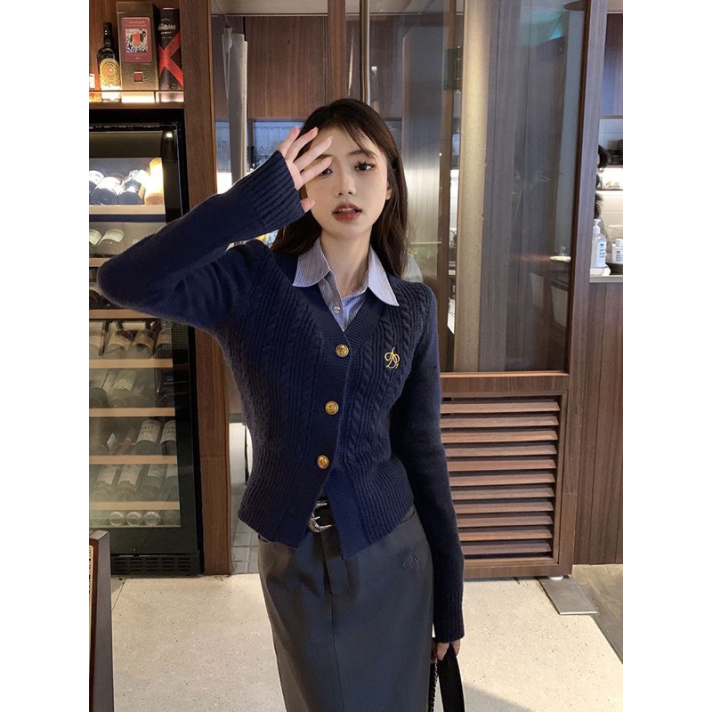 -Set len +chân váy dài vintage Hàn Quốc