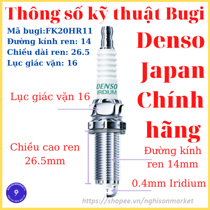 Bugi xe Mitsubishi Xpander Attrage Mirage Denso Janpan bạch kim Irdium