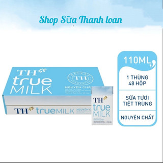 [HSD T10-2024] Thùng Sữa Tươi Tiệt Trùng TH true MILK KHÔNG ĐƯỜNG 110ml.
