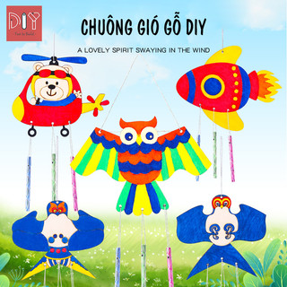 Set chuông gió gỗ diy - bộ tô màu gỗ tự làm chuông gió