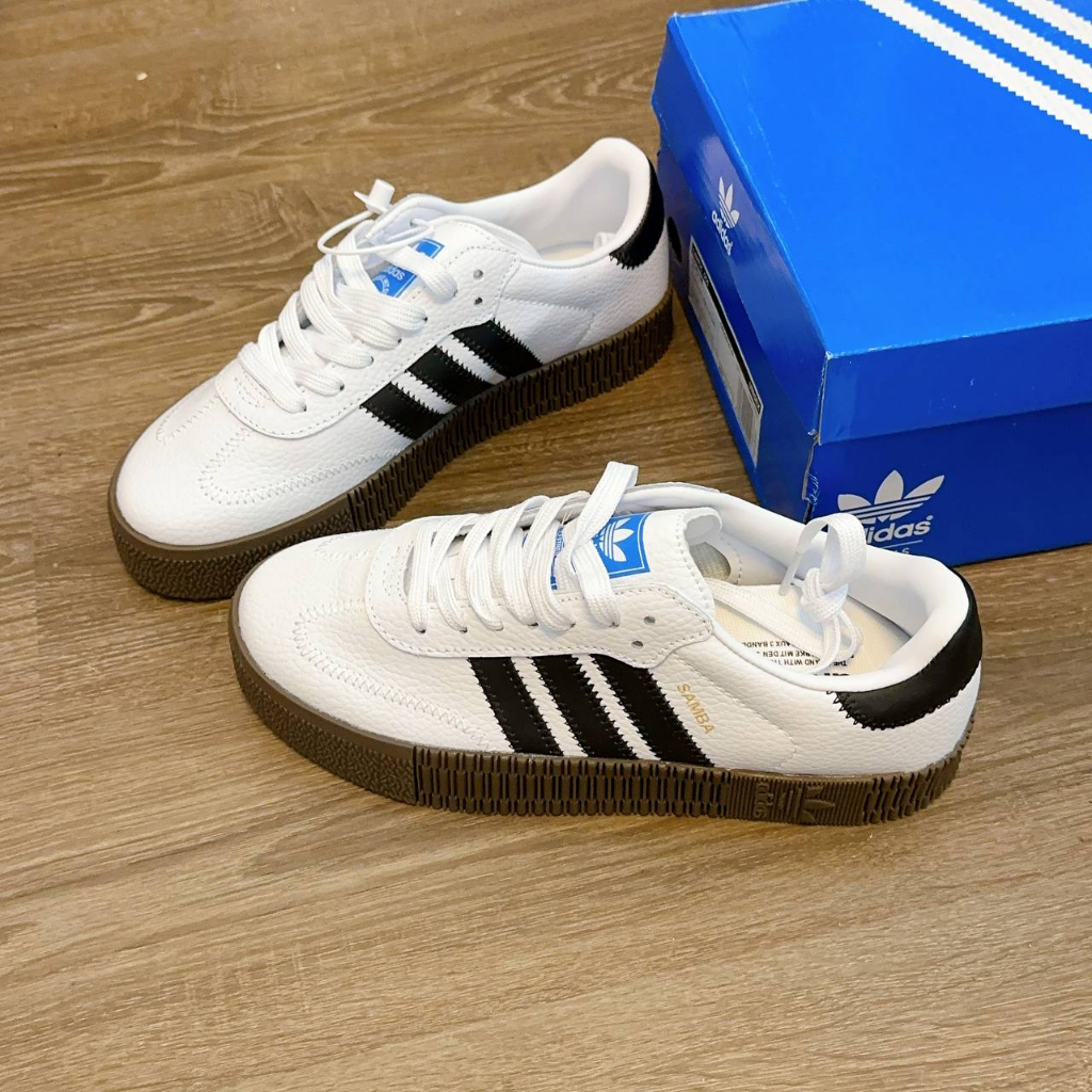 Giày sneaker _adidas Samba ĐẾ CAO rose ‘Cloud White’ -Full box, Giày adidas samba trắng đen đế nâu cao nam nữ