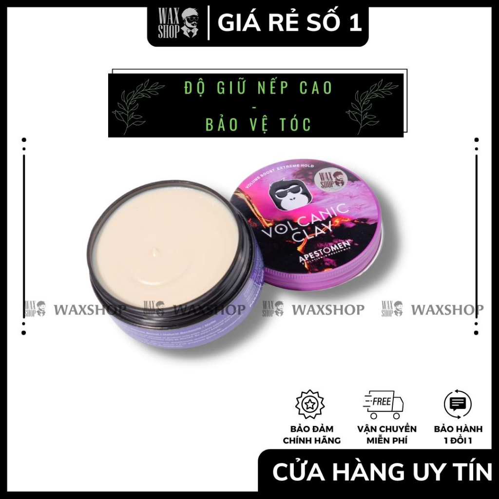 Sáp Vuốt Tóc Nam Volcanic Clay + Bột Tạo Phồng Volcanic Ash Styling + Spray Salty Ape -  Apestomen