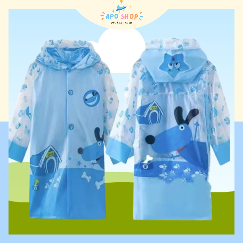 Áo mưa cho bé trai bé gái 6 tuổi đến15 tuổi hoạt hình sophia thỏ hồng chú chó cứu hộ cún con cute không thấm nước