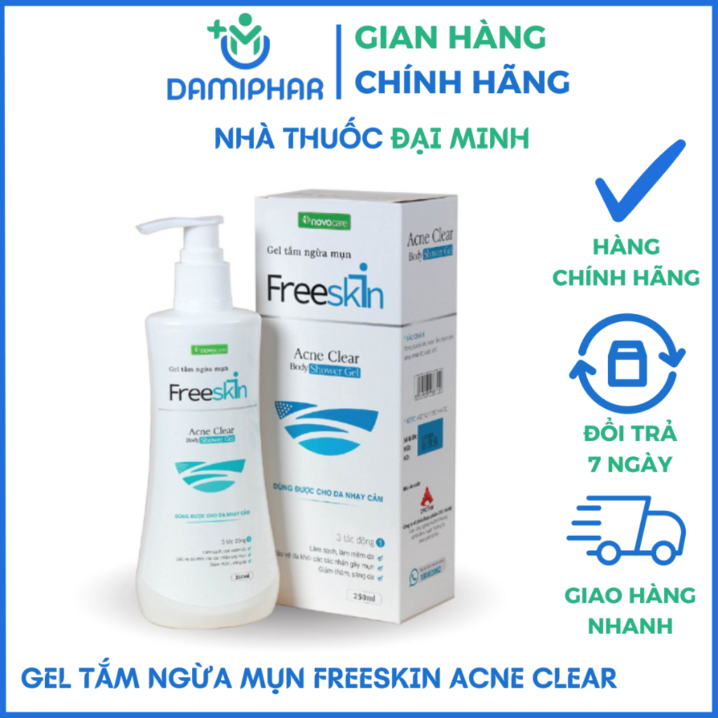 Gel Tắm Freeskin 250ml – Giảm M.ụn, Dưỡng Trắng Da