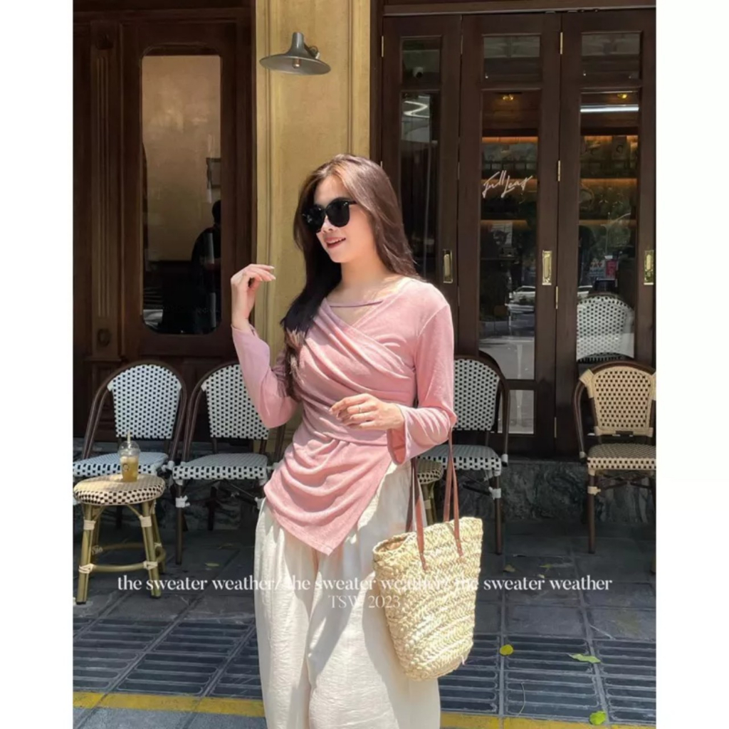 Áo thun giấy dài tay cổ V dây trước - 247store.vn - Ao1027_P6K1