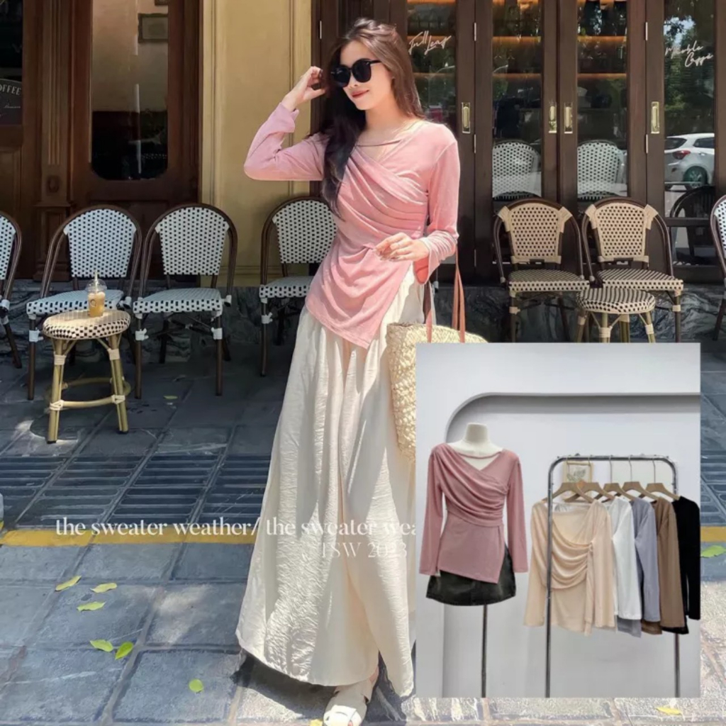 Áo thun giấy dài tay cổ V dây trước - 247store.vn - Ao1027_P6K1