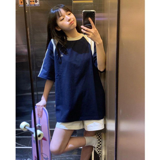 Áo thun Raglan chữ G, áo thun Nam Nữ Unisex Cotton Retro Hàn Quốc GTM 2023