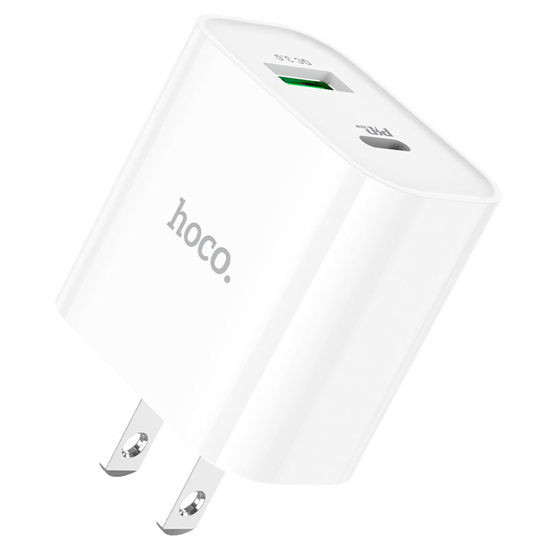 Củ Sạc Nhanh 20W Hoco C80 2 Cổng USB Và Type C - Chuẩn Sạc Nhanh PD 20W/3.0A - Bảo Hành 12 Tháng