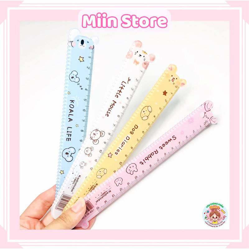 Thước Kẻ Hình Con Vật Trong Suốt Bằng Nhựa Mica Đo Độ Dài 15cm Hình Gấu Thỏ Chuột Chó Dễ Thương