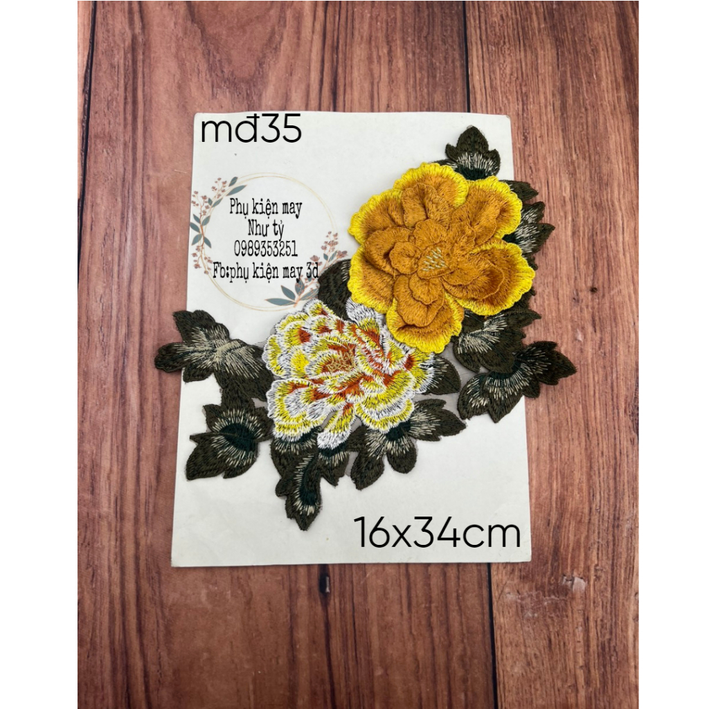 Hoa thêu mẫu đơn lớn trang trí