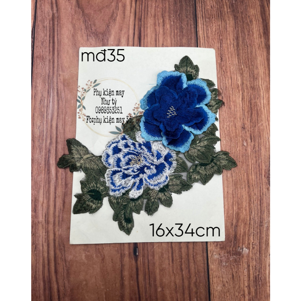 Hoa thêu mẫu đơn lớn trang trí