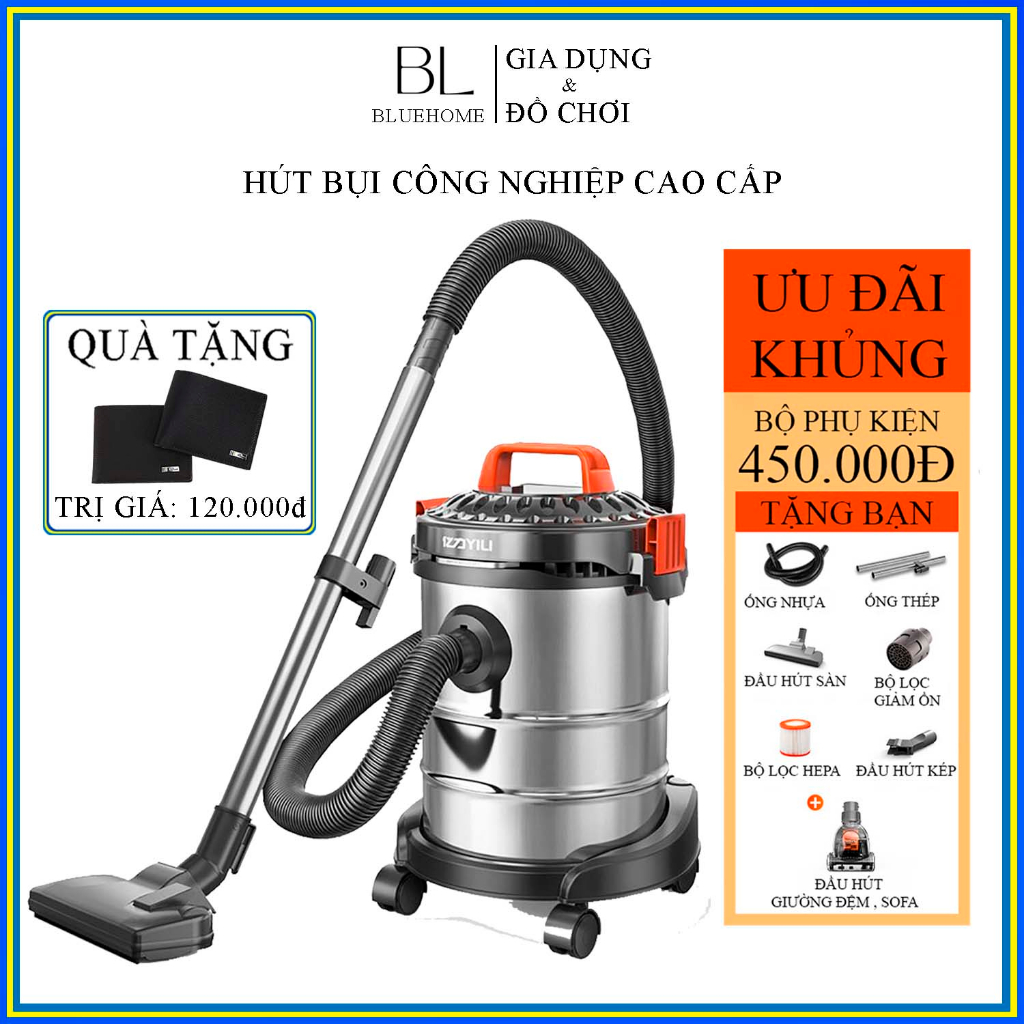 Máy Hút Bụi, Hút Bụi Công Nghiệp Gia Đình Công Suất Lớn 1200W, Dung Tích 12L Tích Hợp 3 Chế Độ Khô - Ướt- Thổi | BigBuy360 - bigbuy360.vn