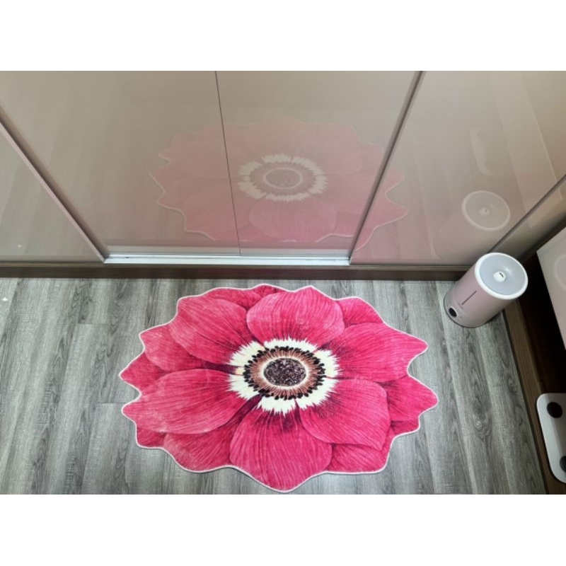 Thảm lông panama lót chân trải sàn trang trí hình bông hoa đế dệt nhập khẩu cao cấp kích thước 80cm*120cm