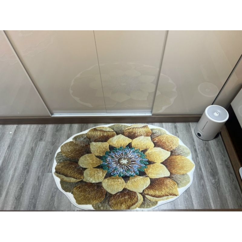 Thảm lông panama lót chân trải sàn trang trí hình bông hoa đế dệt nhập khẩu cao cấp kích thước 80cm*120cm