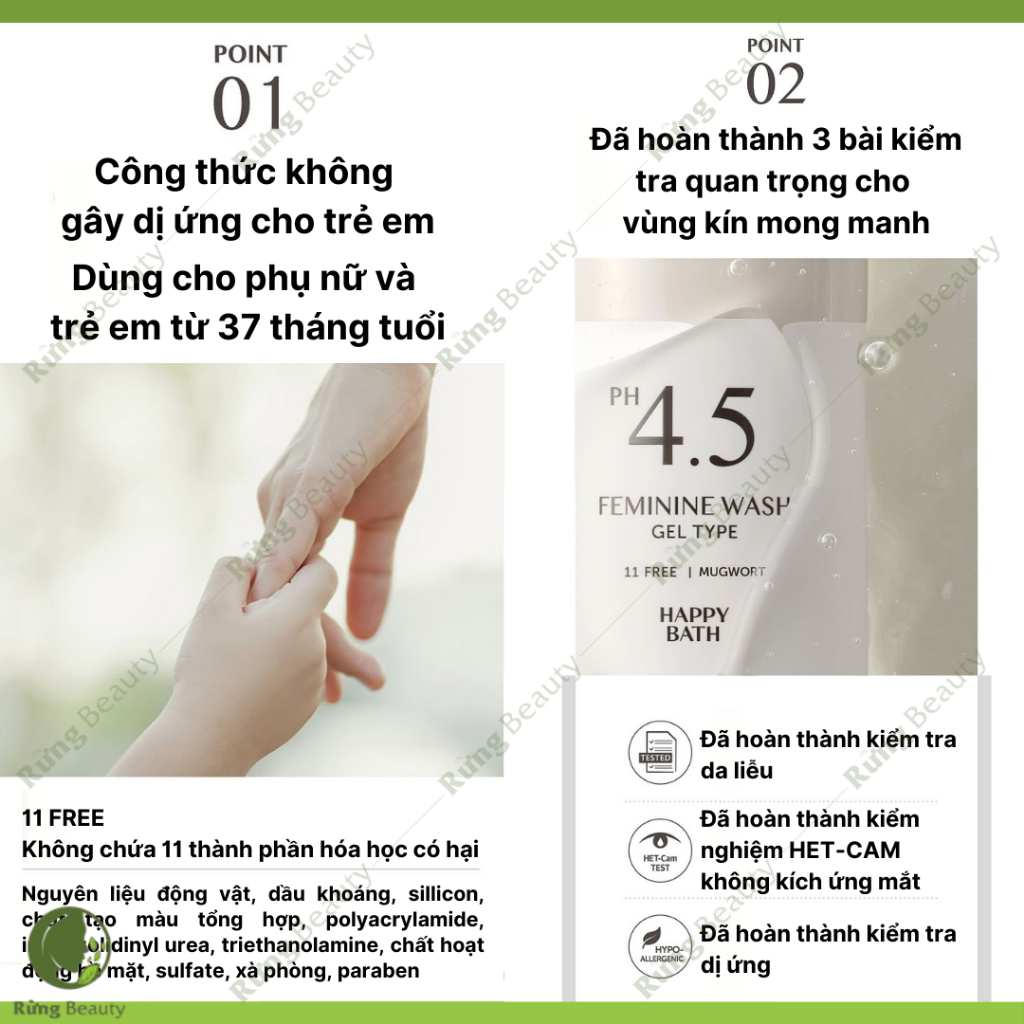 DUNG DỊCH VỆ SINH NGẢI DẠNG GEL LÀM SẠCH, CÂN BẰNG ĐỘ PH, KHÁNG KHUẨN HAPPY BATH FEMININE WASH 250G #MẪU_MỚI_