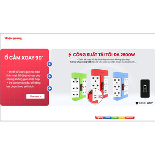 Ổ cắm chia điện thông minh, 2 cổng sạc USB, hàng cao cấp Điện Quang